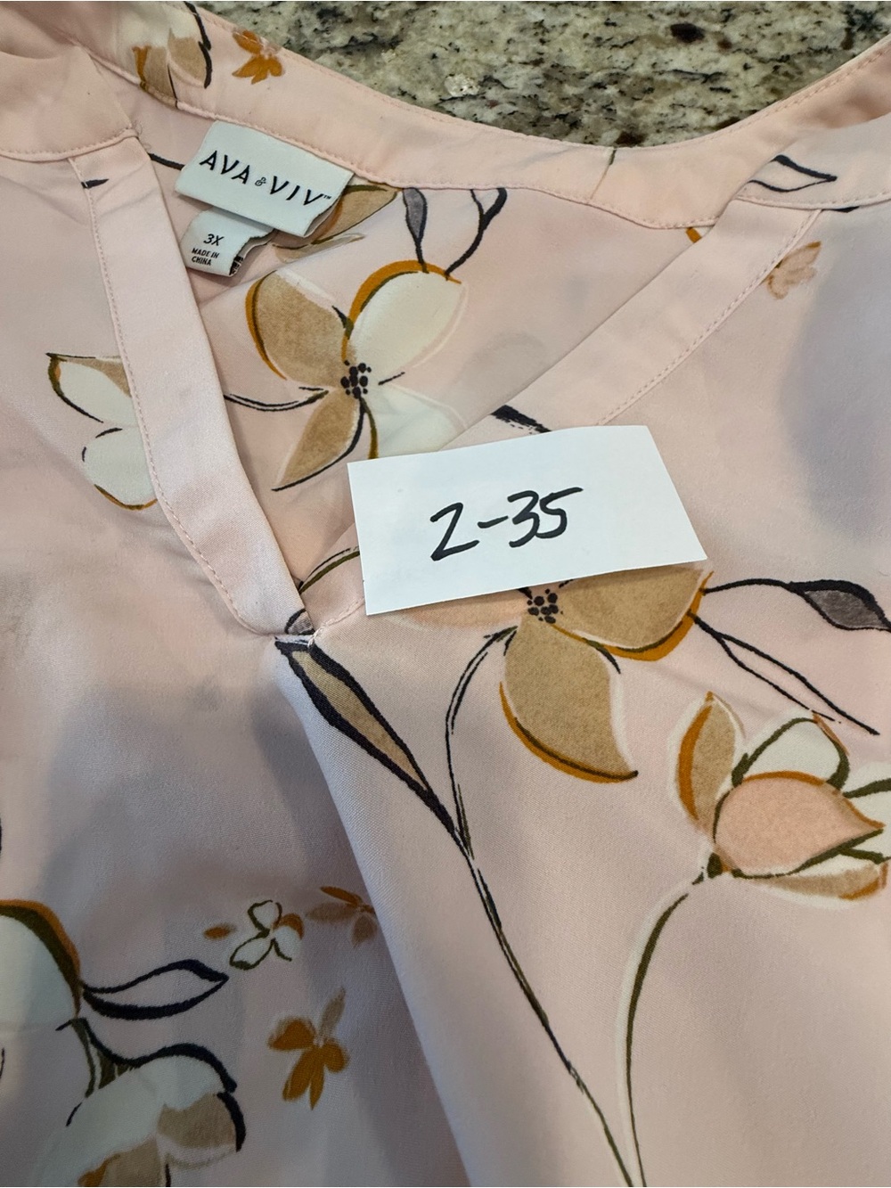 Ava & Viv pink floral tunic top V neck long sleeves Plus SZ 3X - Picture 10 of 11